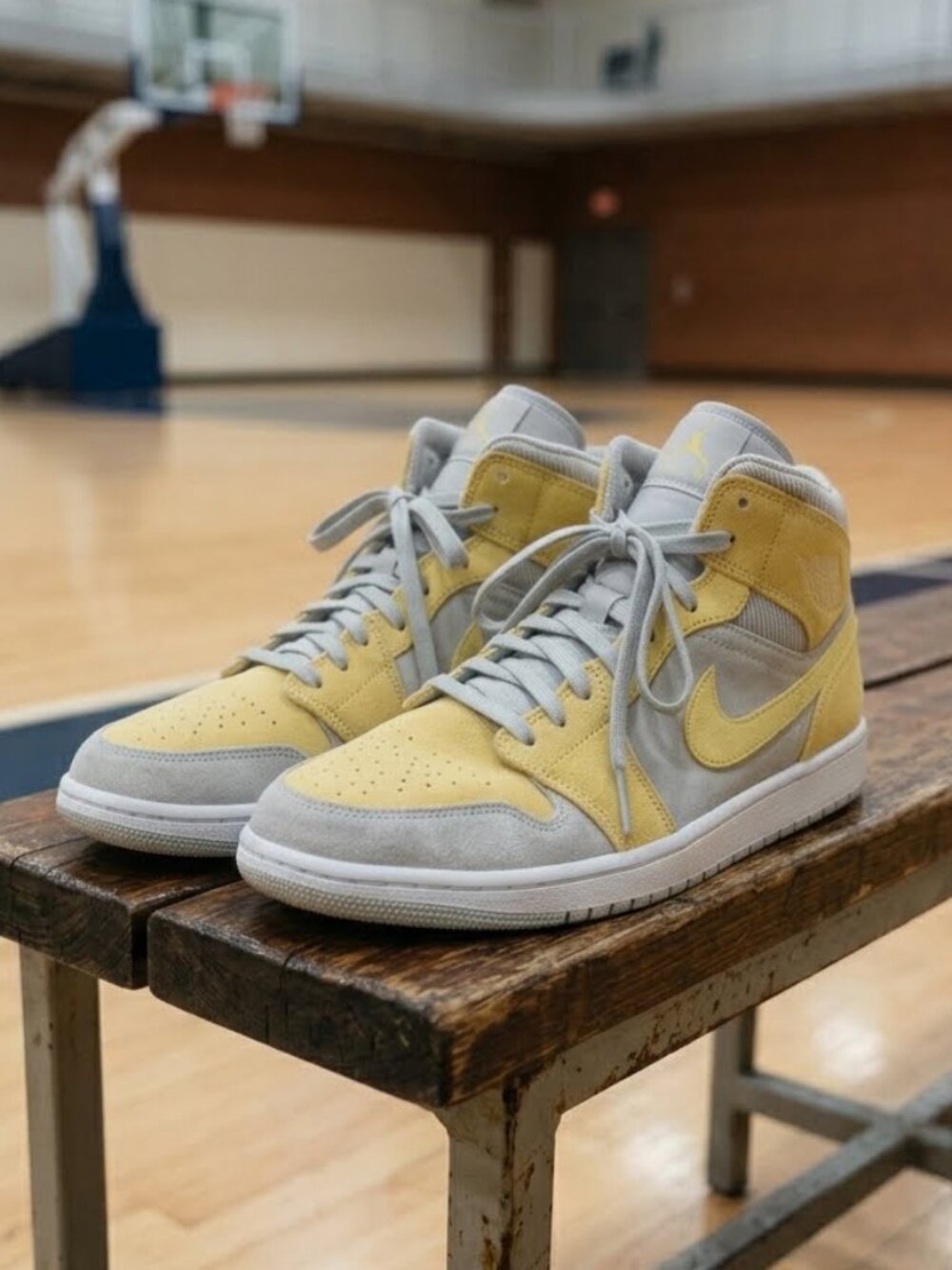 New Nike Air Jordan 1 Mid - Lemon Wash Mixed Textures Yellow – Men’s 12